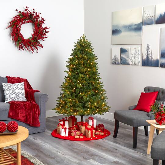 5.5ft. Pre-Lit Washington Fir Artificial Christmas Tree, Clear LED Lights